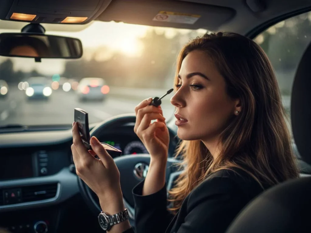 CUANDO EL MAQUILLAJE TOMA EL VOLANTE, EL PELIGRO ACELERA