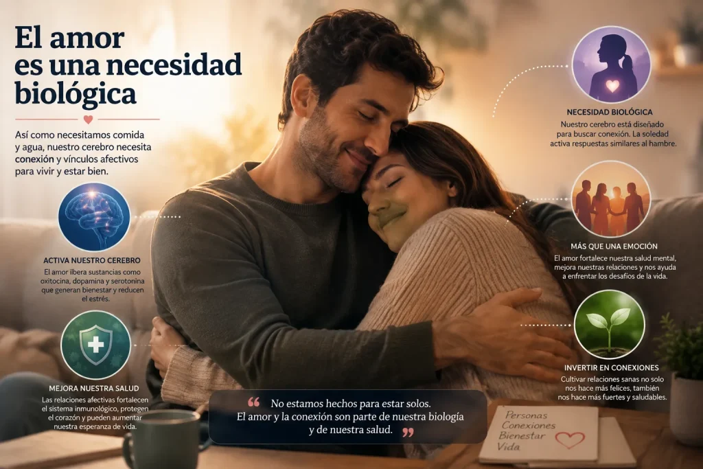 EL AMOR ES UNA NECESIDAD BIOLÓGICA: LA CIENCIA EXPLICA POR QUÉ NUESTRO CEREBRO LO NECESITA TANTO COMO LA COMIDA O EL AGUA