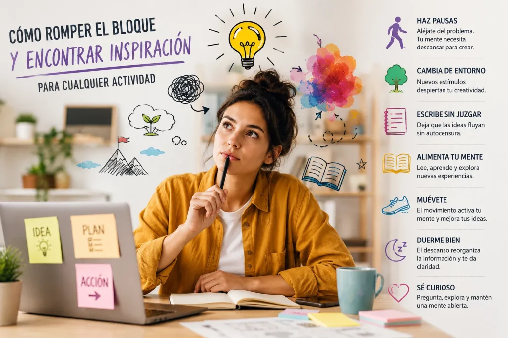 CÓMO ROMPER EL BLOQUEO Y ENCONTRAR INSPIRACIÓN PARA CUALQUIER ACTIVIDAD